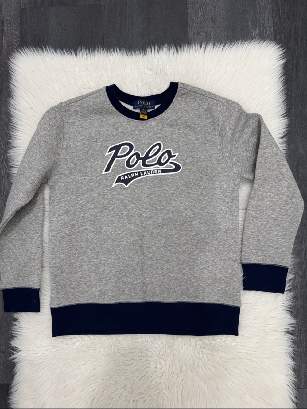 Polo by Ralph Lauren Gray Crewneck Sweatshirt with Navy Trim